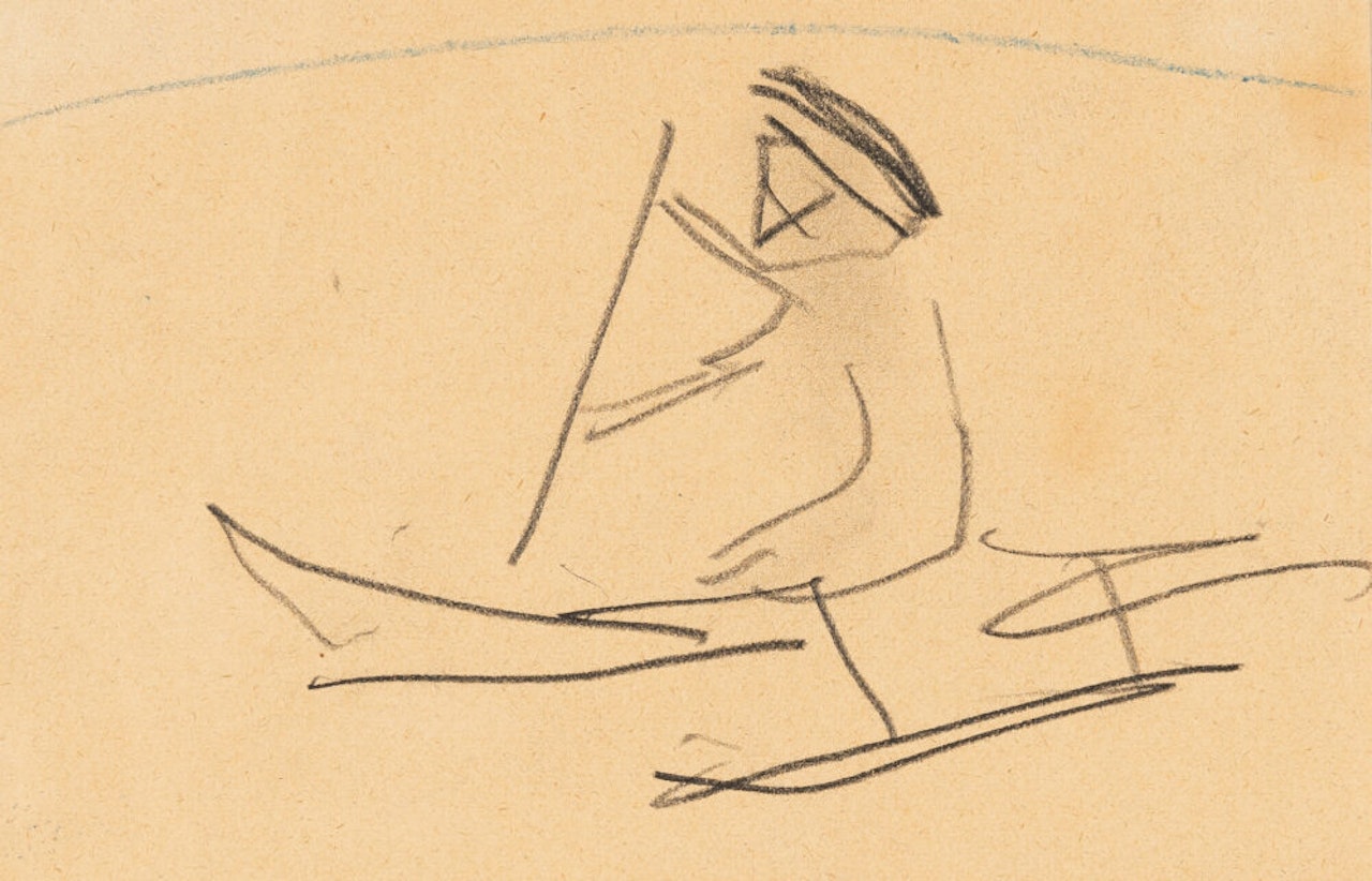 Girl moving a barge by Ernst Ludwig Kirchner