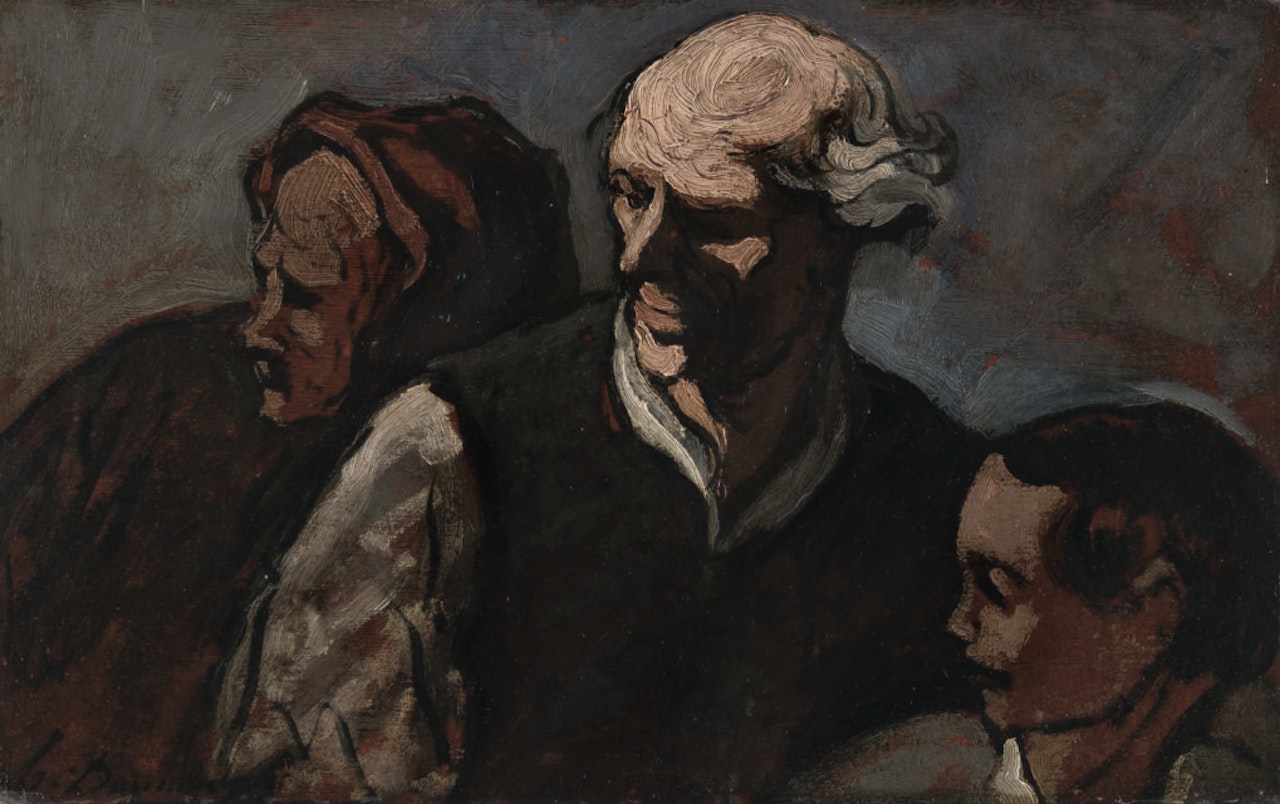 The family on the barricade by Honoré Daumier