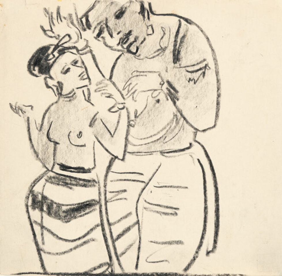 Man and woman (presumably after Ajanta) by Ernst Ludwig Kirchner