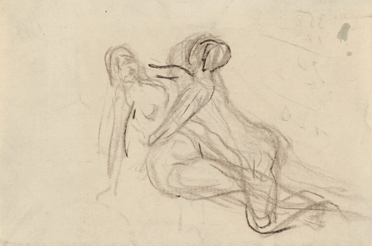 4 sheets: Studies for “Bride of Corinth” by J.W. Goethe by Max Liebermann