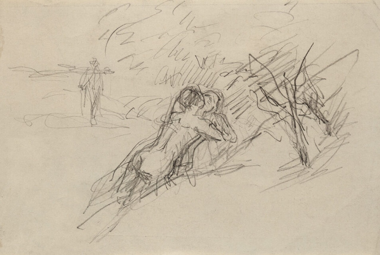 2 sheets: preliminary studies for J.W. Goethe “Poems” (Poems) by Max Liebermann