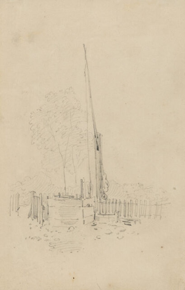 An old drawing well; Landscape with a riverbed by Wilhelm Busch
