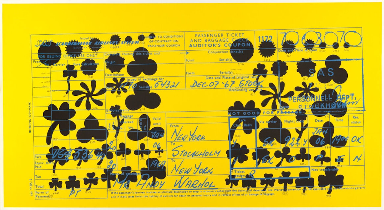 SAS passenger ticket by Andy Warhol