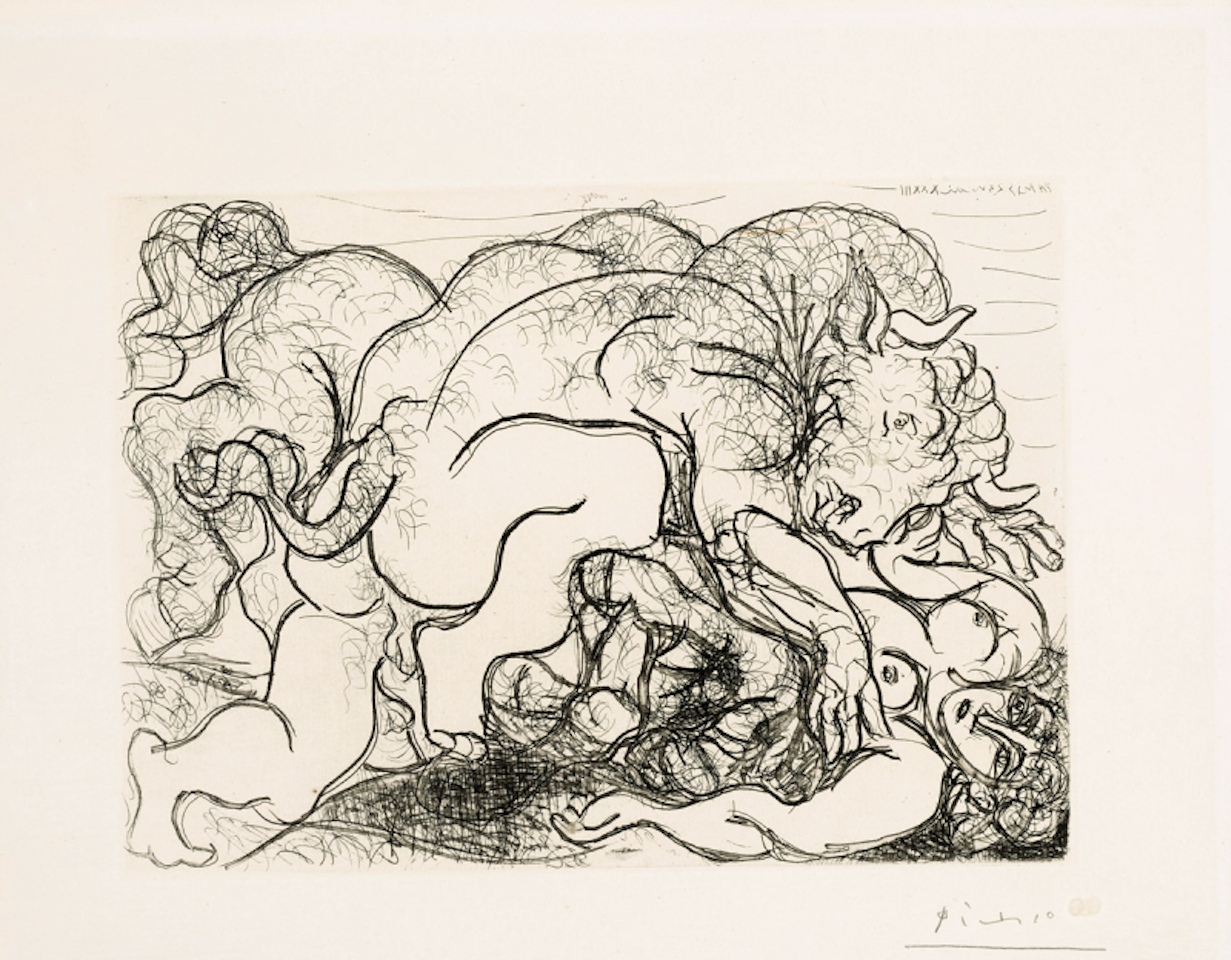 Minotaure Attaquant une Amazone (pl.87 from La Suite Vollard) by Pablo Picasso