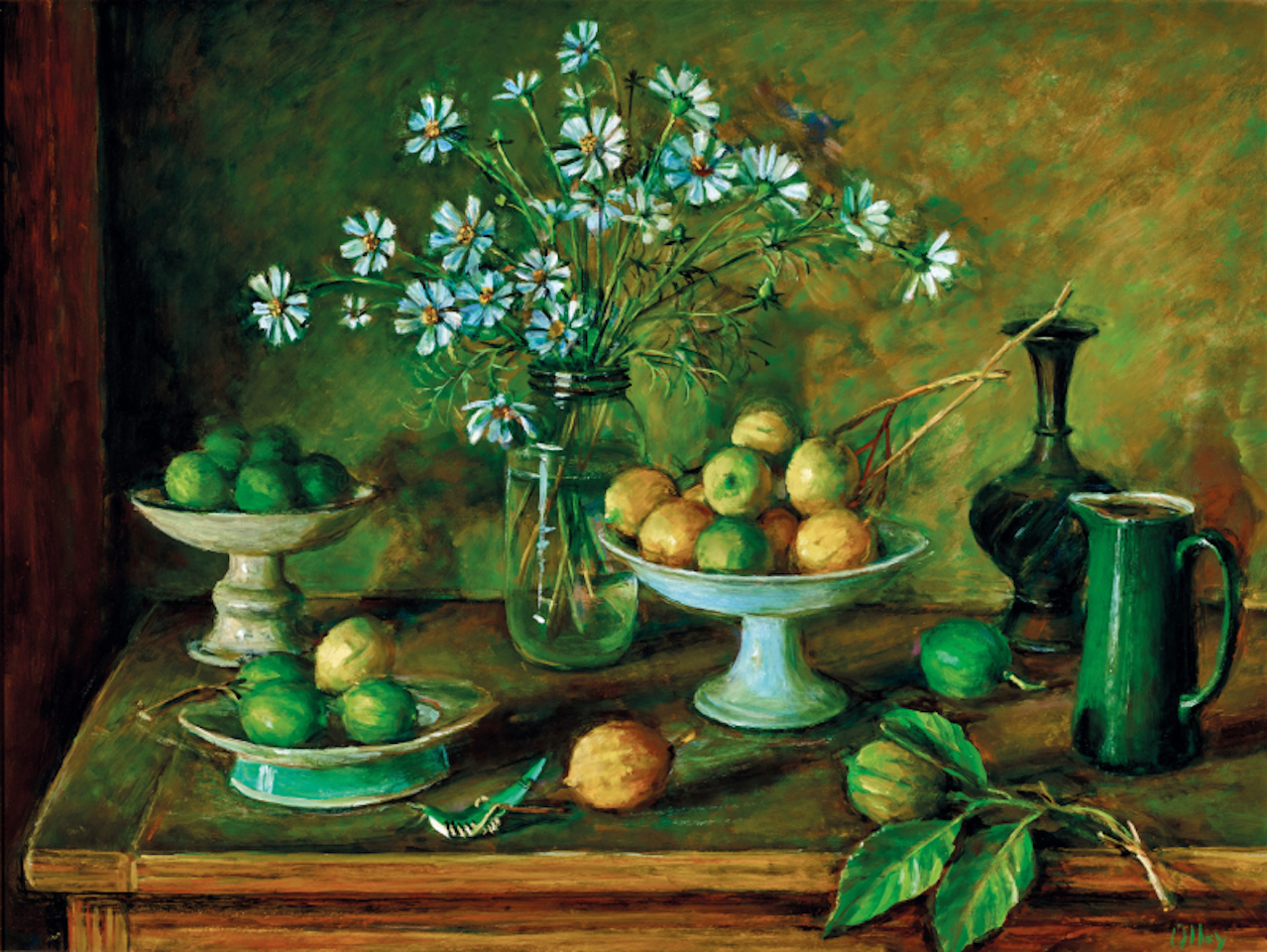 Cosmos and Limes c1989 by Margaret Hannah Olley