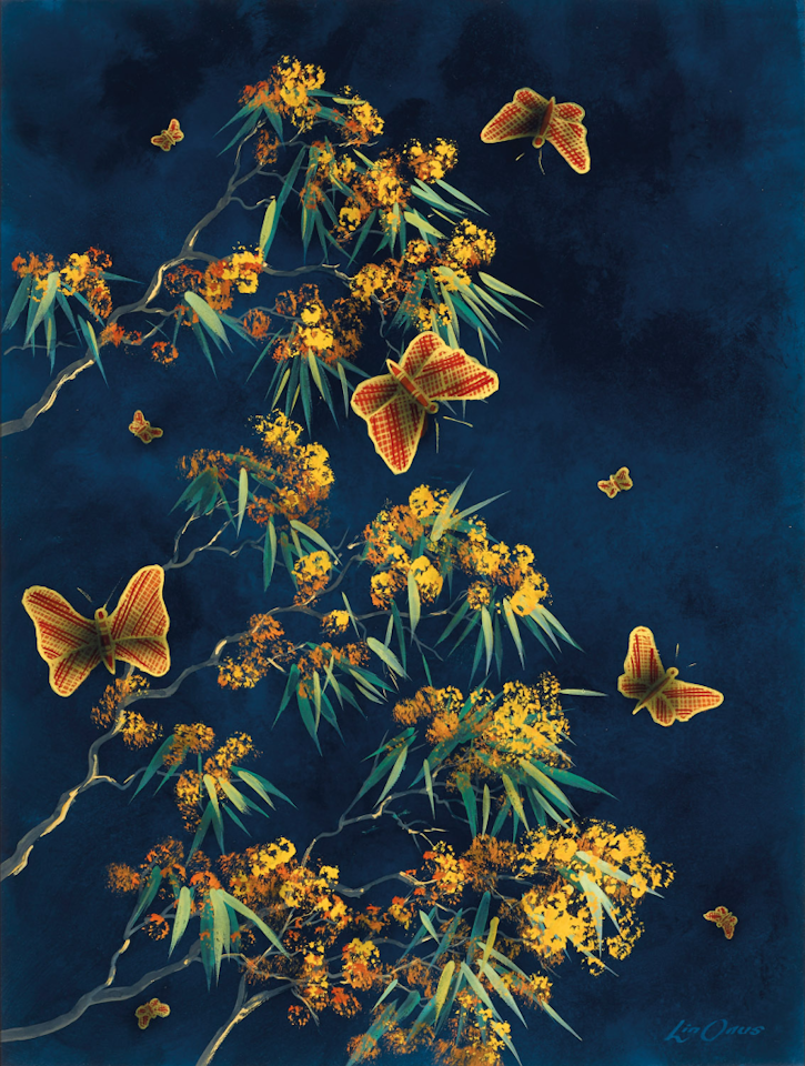 Butterflies and Wattle by Lin Onus