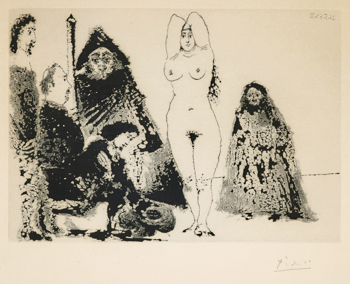 Jeune Homme Faisant sa Décaration, en Présence des Autorités (pl.114 from La Série 347) by Pablo Picasso