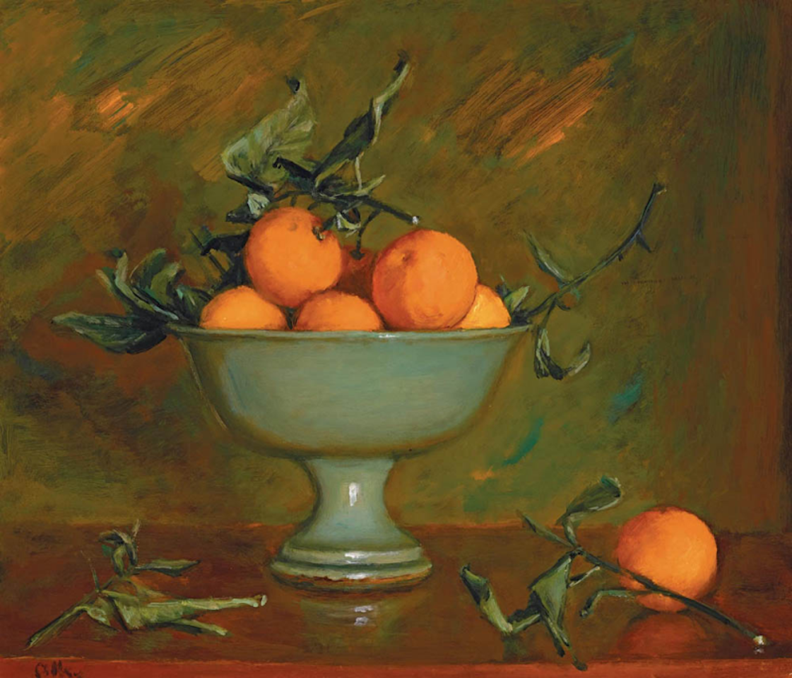 Mandarins in a Green Bowl; c1973 by Margaret Hannah Olley