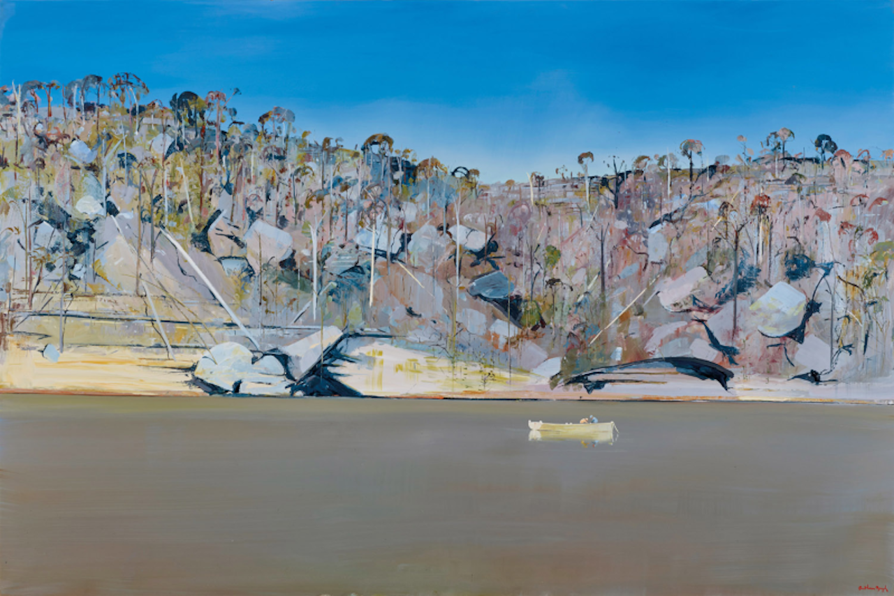 Men in a Boat, Shoalhaven River c1981 by Arthur Merric Bloomfield Boyd