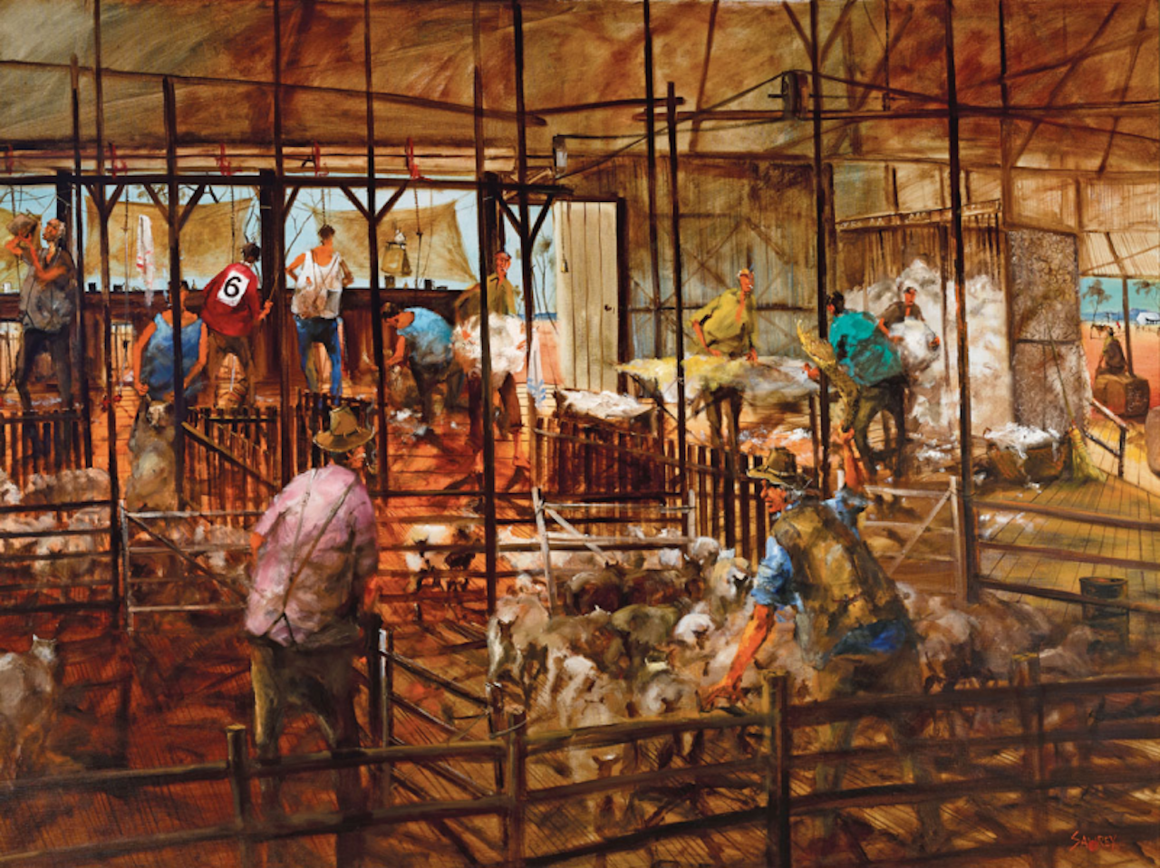 The Binde-Bango Shed in Full Swing, South of Mitchell, Western Queensland by Hugh Sawrey