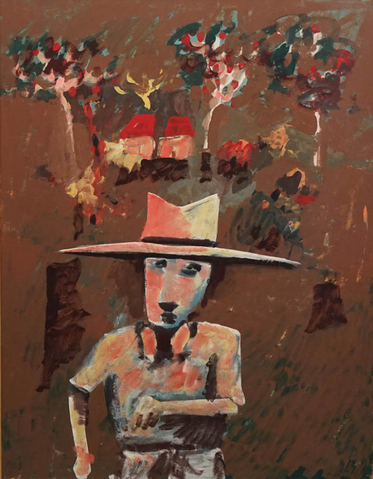 Farmer with Judith Wright"s House in the Background; by Charles Blackman
