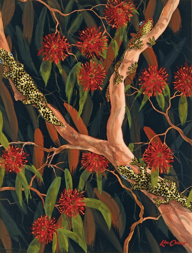 Ngalkanydji and Flowers by Lin Onus