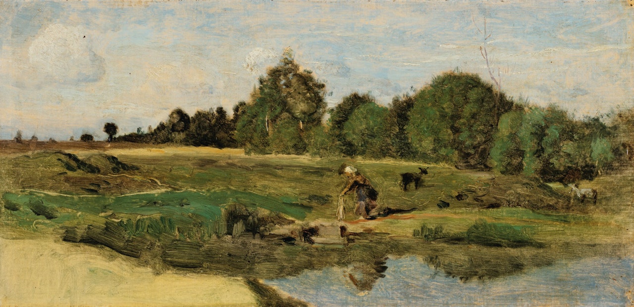 PASTURES IN THE SARTHE by Jean Baptiste Camille Corot