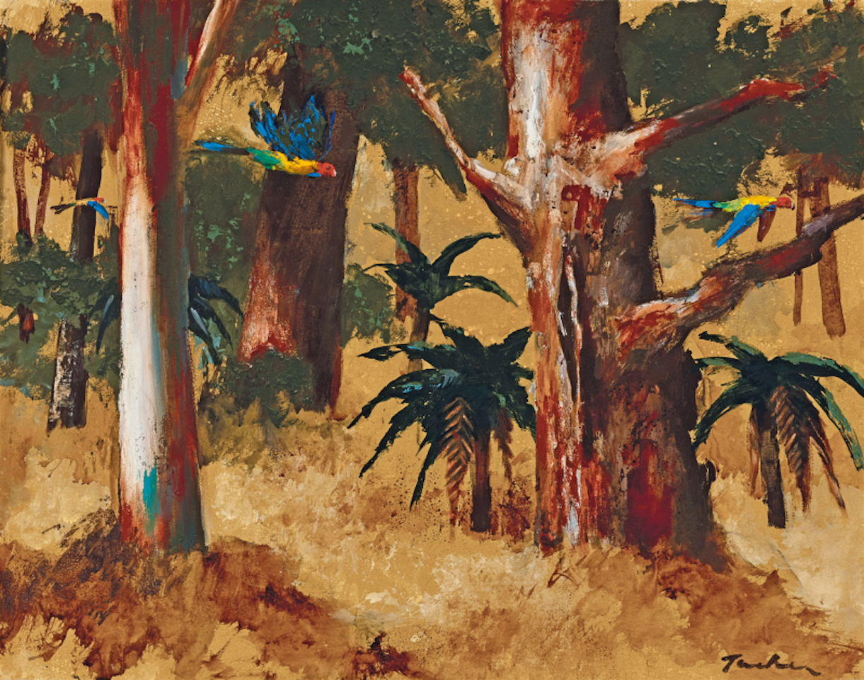 Parrots and Bush by Albert Tucker