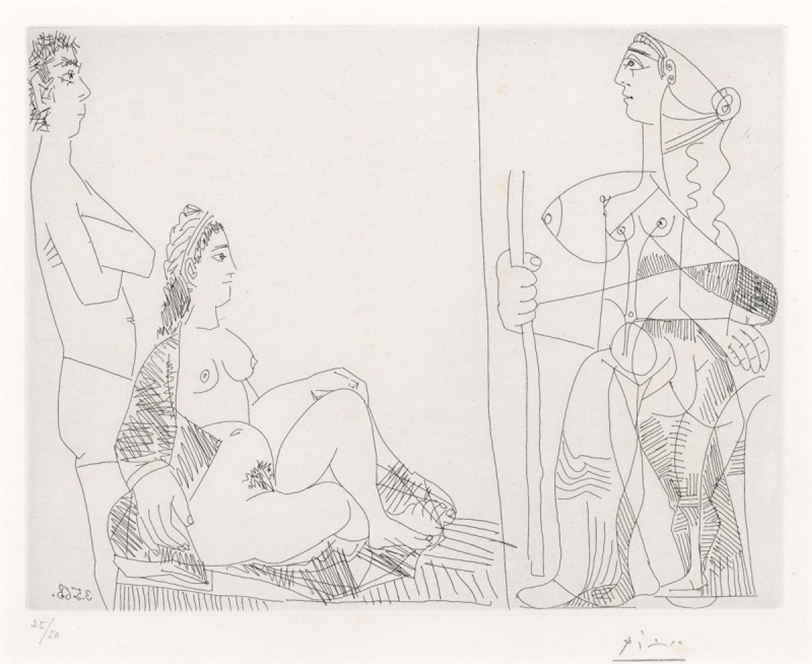 Couple et Voyageuse, from La Série 347 by Pablo Picasso