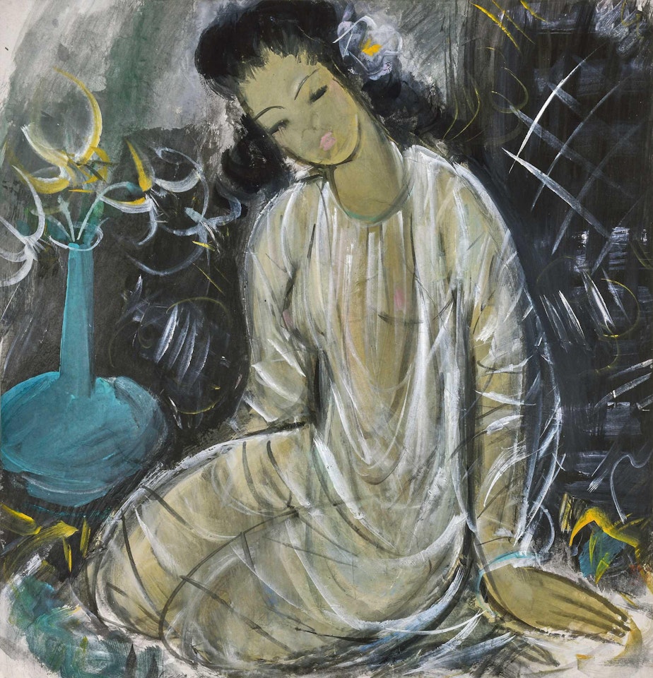 BEAUTY WITH A VASE by Lin Fengmian