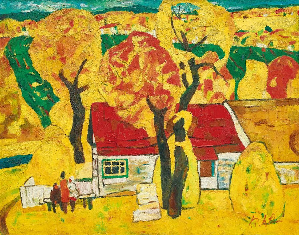 AUTUMN VIEW OF COUNTRYSIDE (WITH a watercolor MANUSCRIPTS) by Luo Erchun