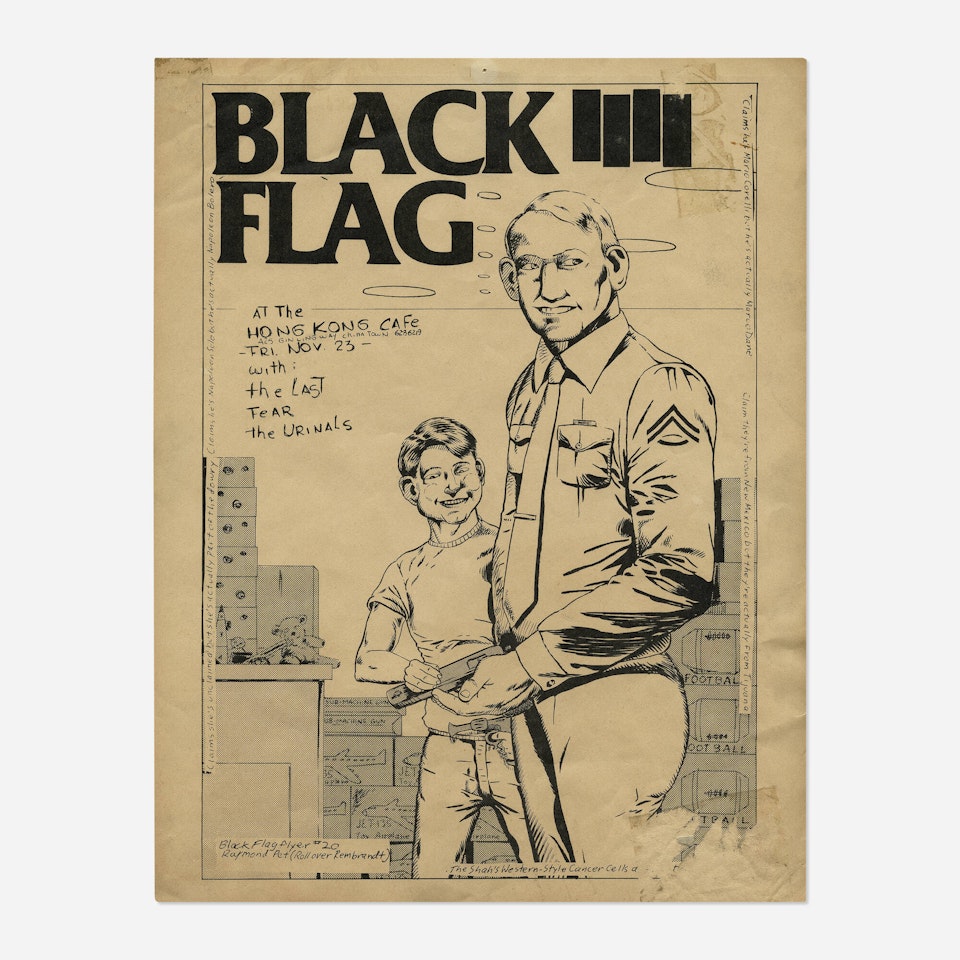 Black Flag, The Last, Fear, The Urinals; Black Flag at the Hong Kong Café / Fri. Nov. 23 flyer by Raymond Pettibon