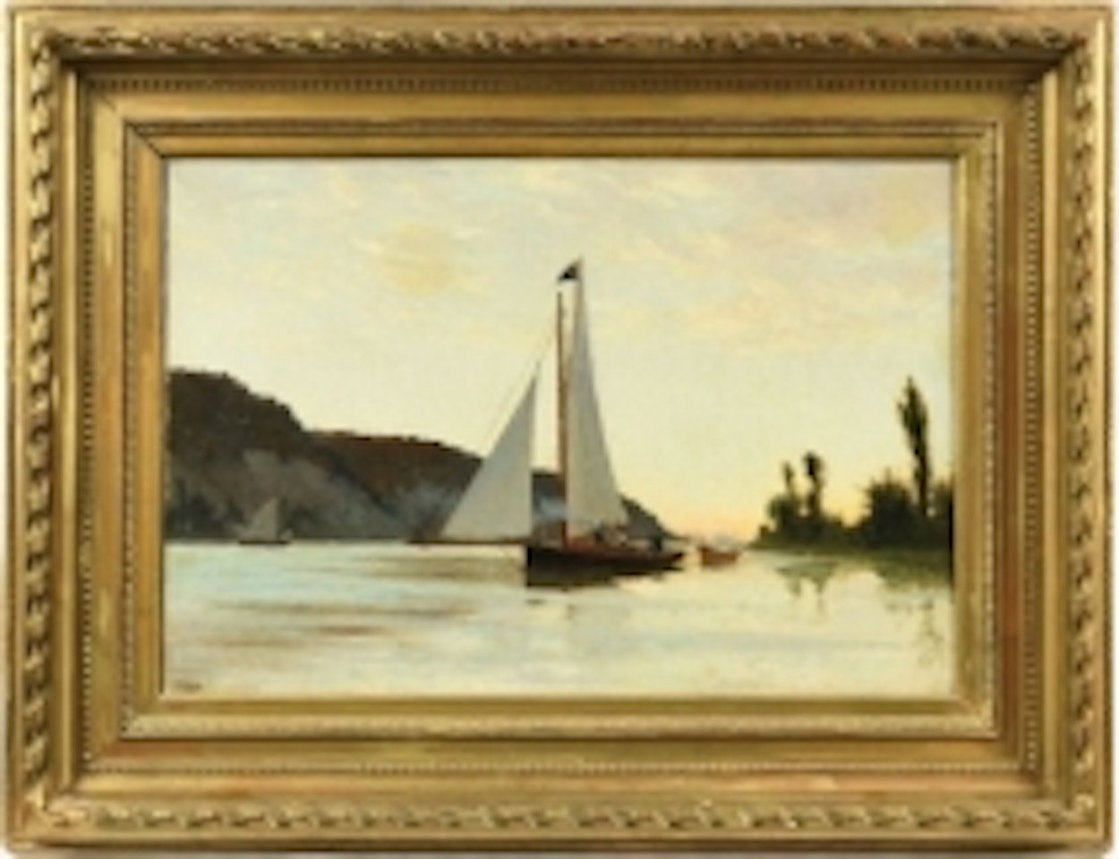 Sailboat on the small lake by French School