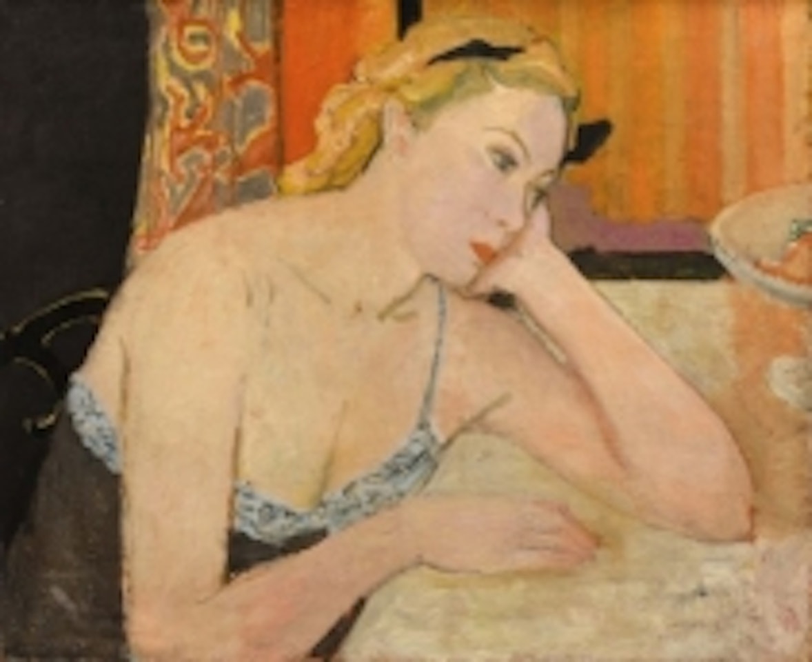 "Woman with a blue bodice" by Maurice Brianchon