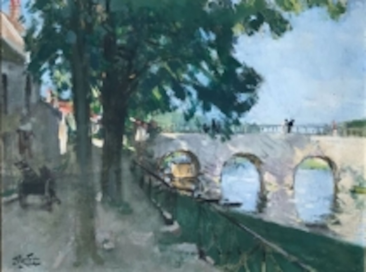 Walk on the bridge, Saint Mammès by Pierre Eugène Montezin