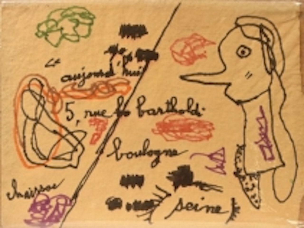 Composition with a character by Gaston Chaissac