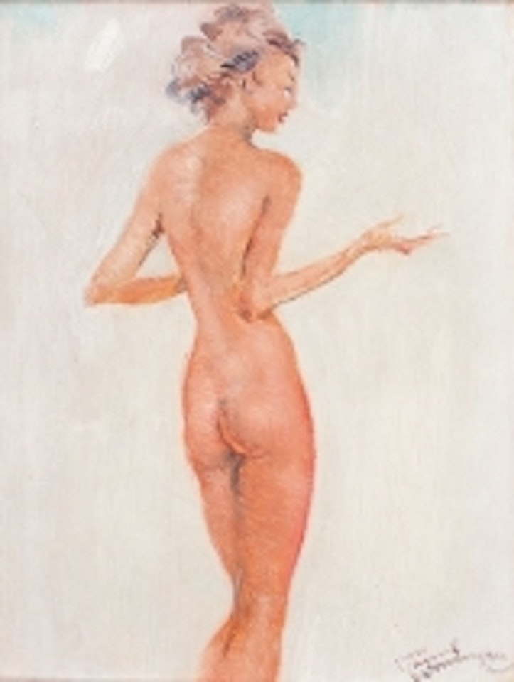 Standing nude from behind, turned to the right by Jean Gabriel Domergue