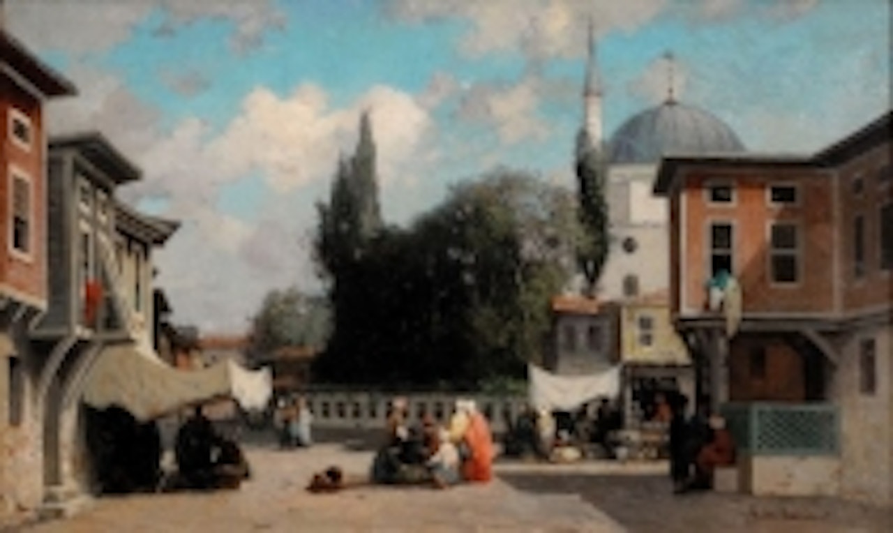 Market scene near the Bosphorus by Germain-Fabius Brest