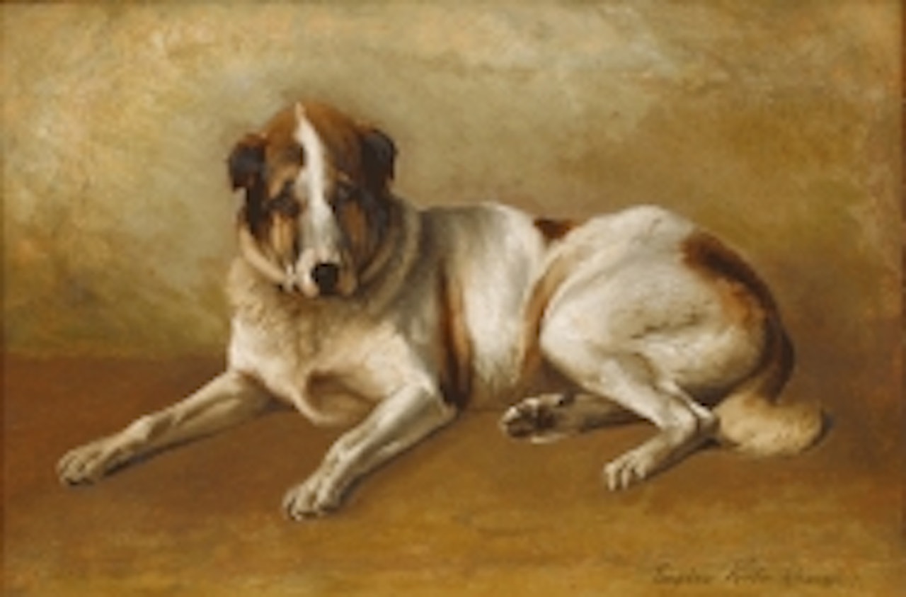 Lying dog by Eugène Joseph Verboeckhoven