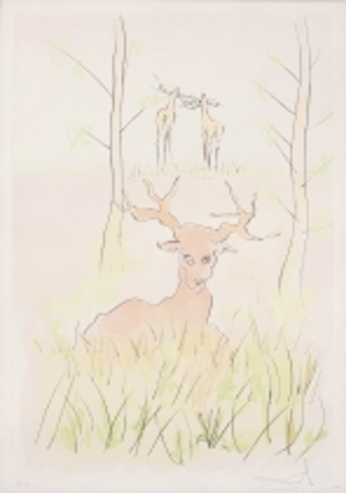 "The sick deer" from the suite "Le Bestiaire de la Fontaine Dalinisé" by Salvador Dali