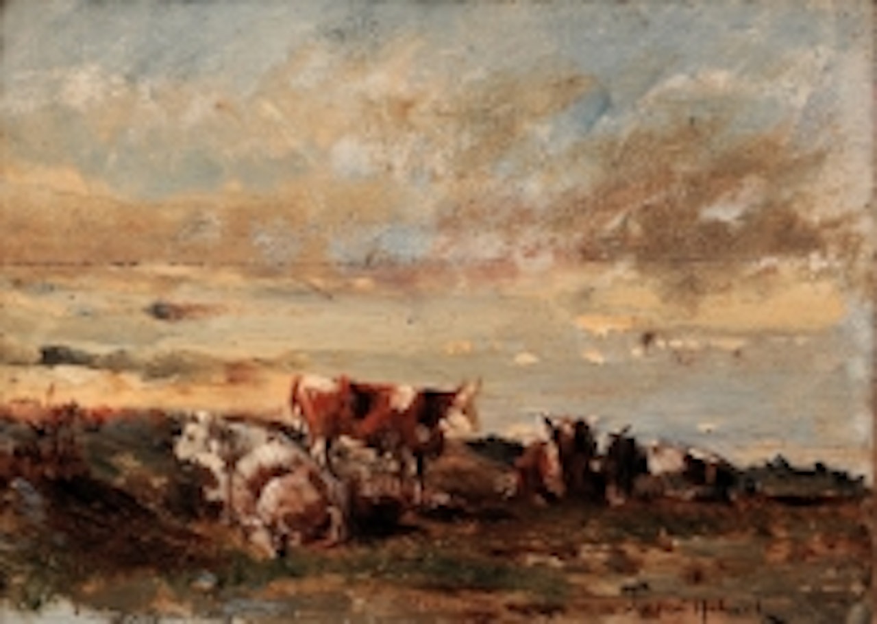 Cows in pasture by Paul Désiré Trouillebert