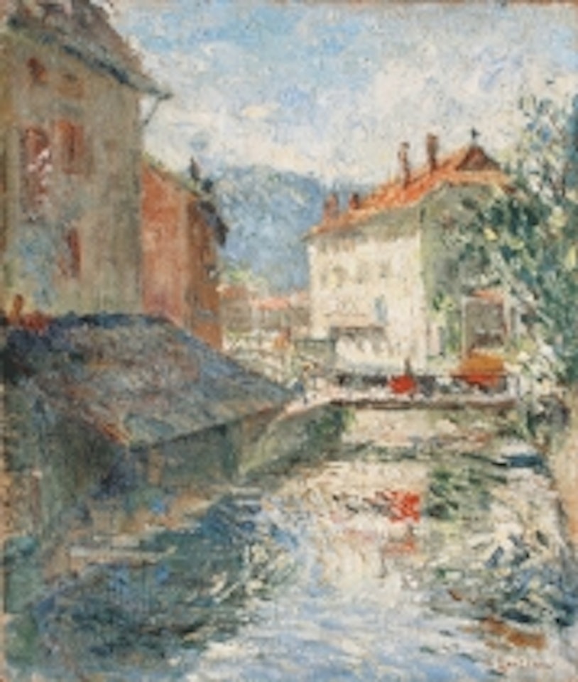 Bridge on the river by Gustave Loiseau