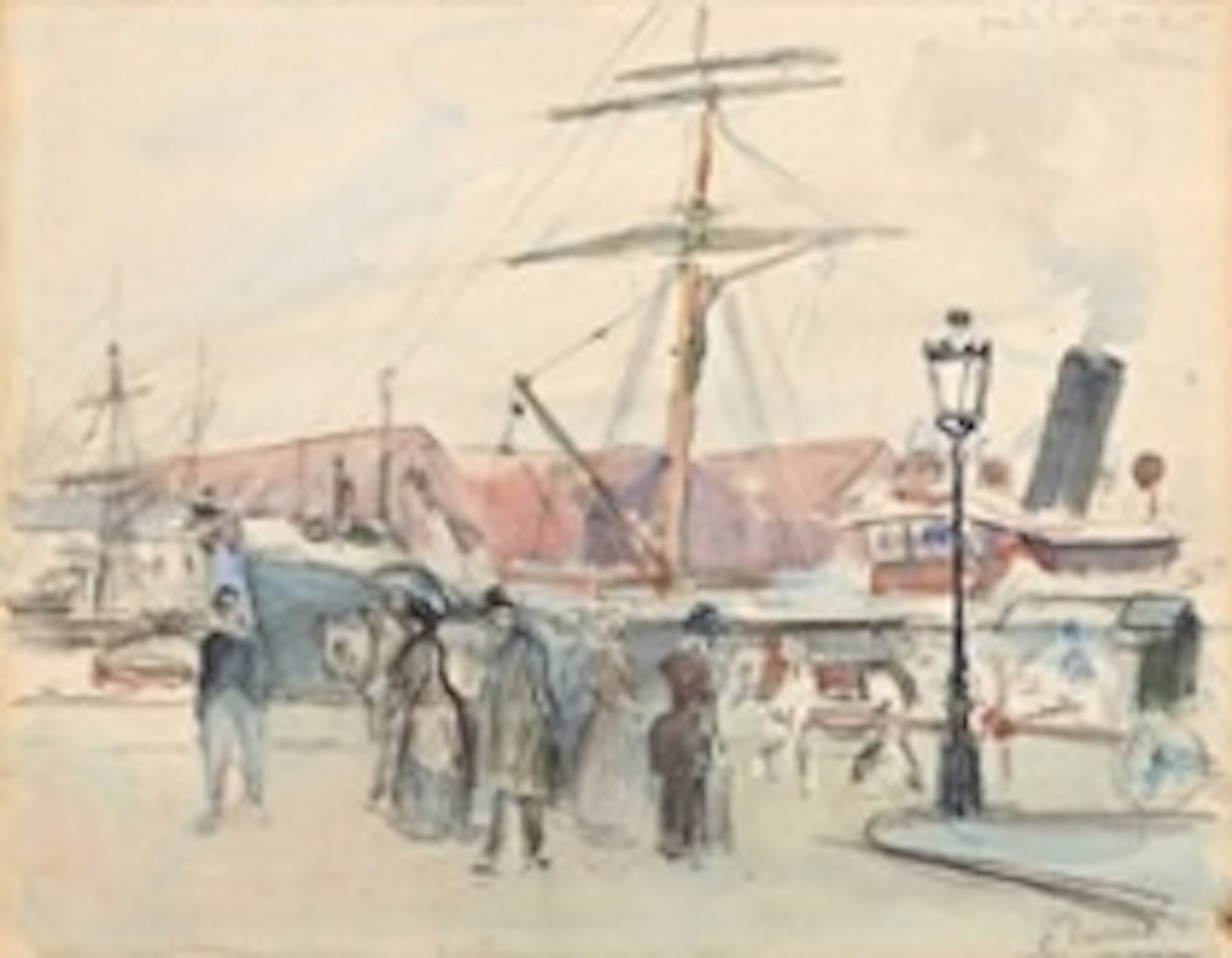 "Near the Rouen arts theater" by Camille Pissarro