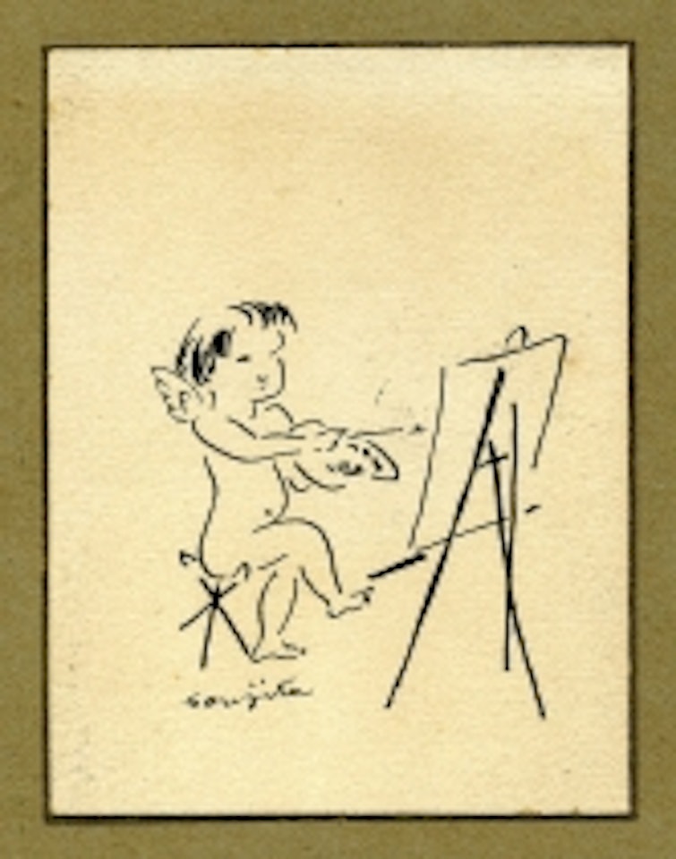Love in front of the easel by Leonard Tsuguharu Foujita