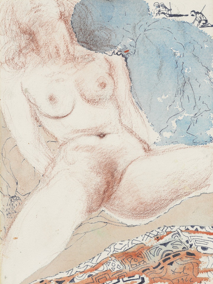 Nu féminin et sultan pour le projet d'illustration de l'ouvrage Les Mille et Une Nuits by Salvador Dali