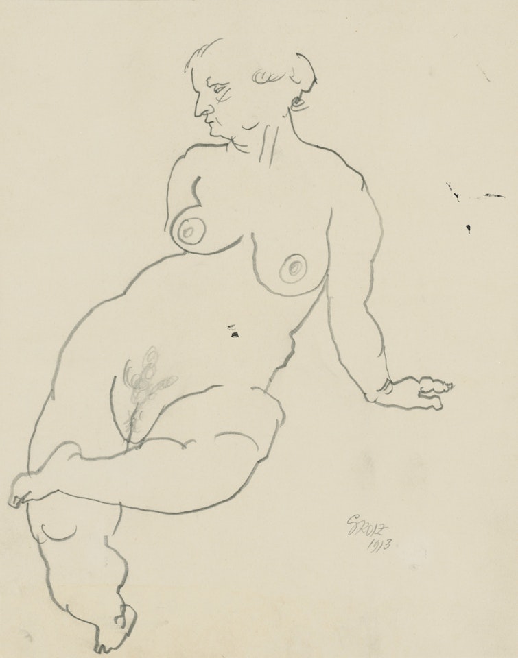Hockender Akt by George Grosz