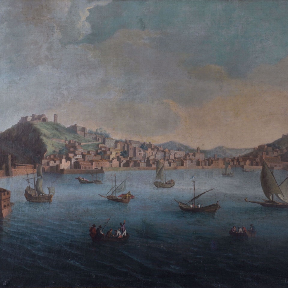 A port city on the Mediterranean Sea by Italian School