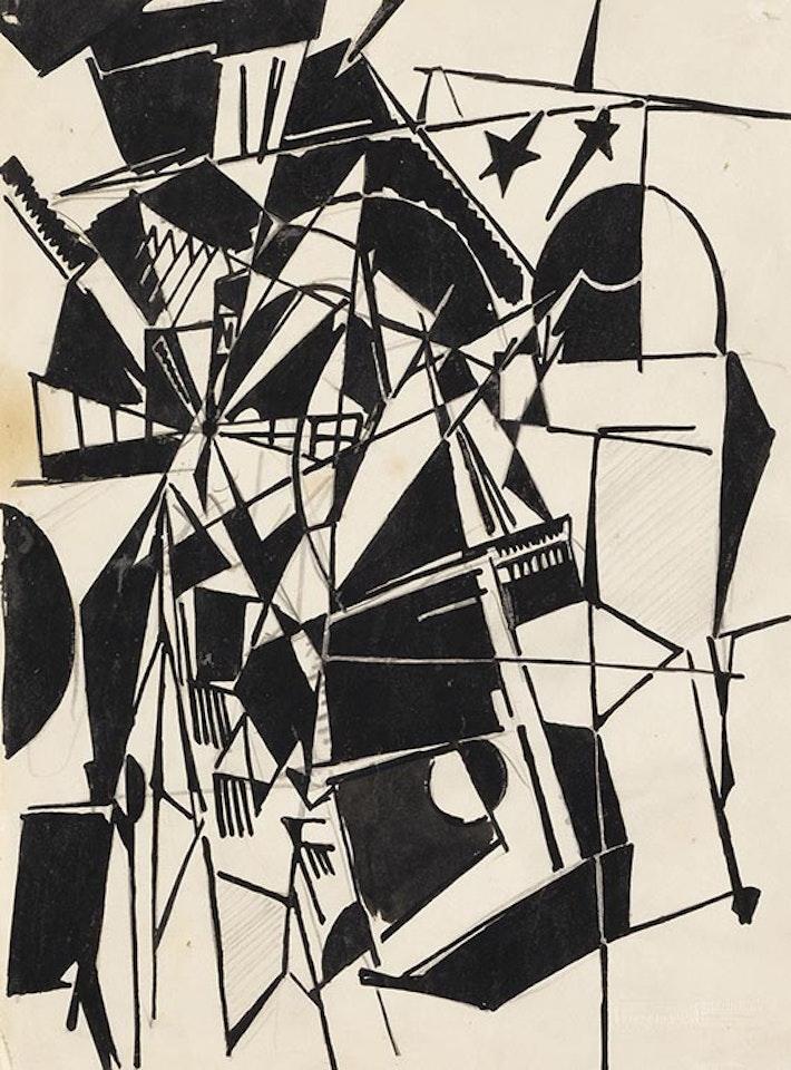 Entwurf zum Holzschnitt "Sternenbrücke" by Walter Dexel