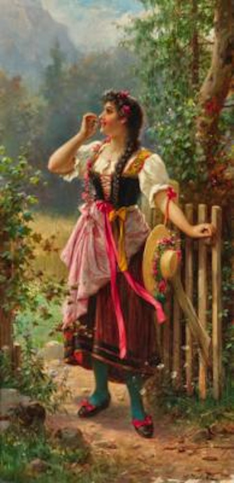 "In Glück und Sonne", rückseitig alt bezeichnet by Hans Zatzka