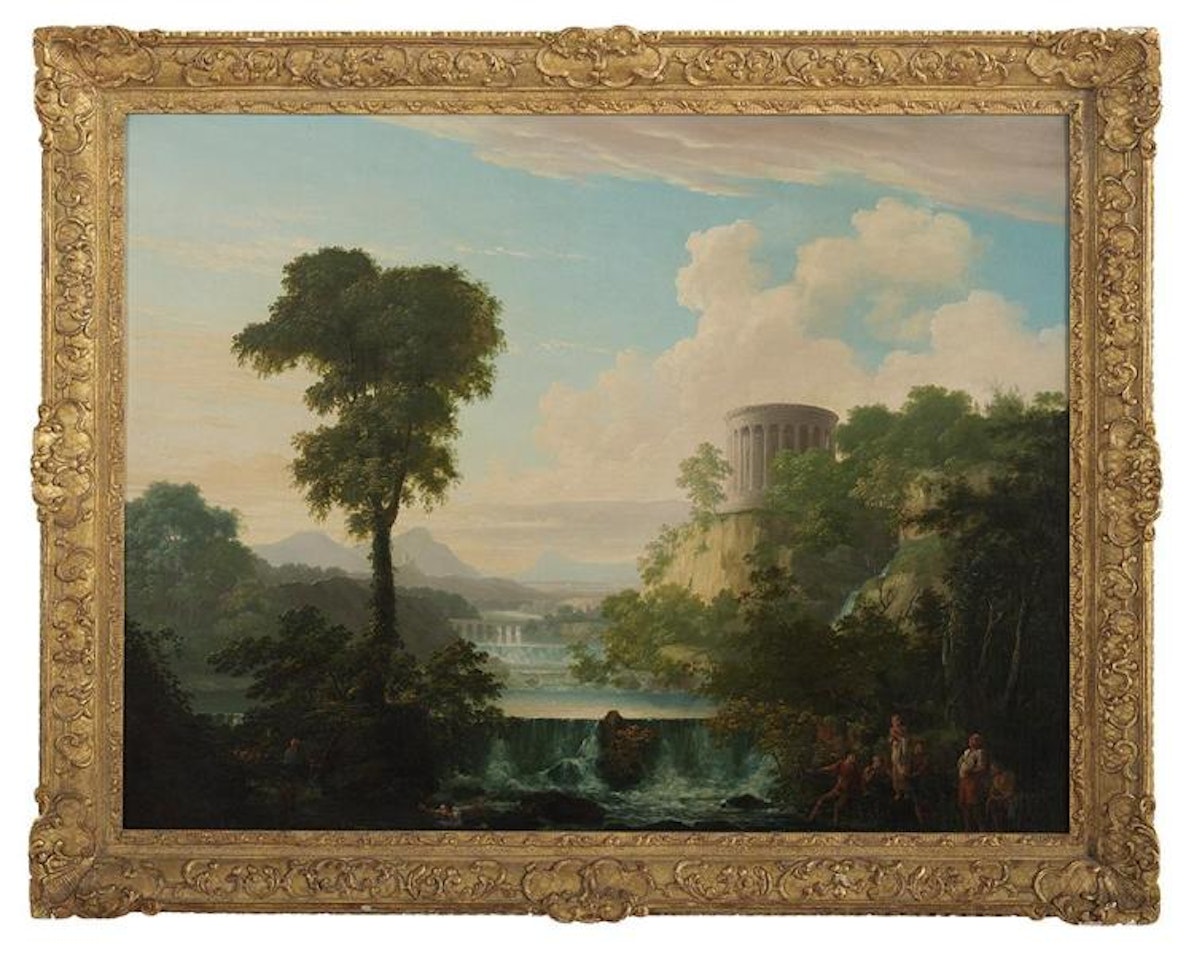 "Capriccio with Figures in a Classical Landscape" by Continental School