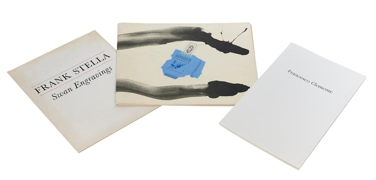 Group of Three Printed Materials on Contemporary Artists; "Swan Engravings III" by Frank Stella