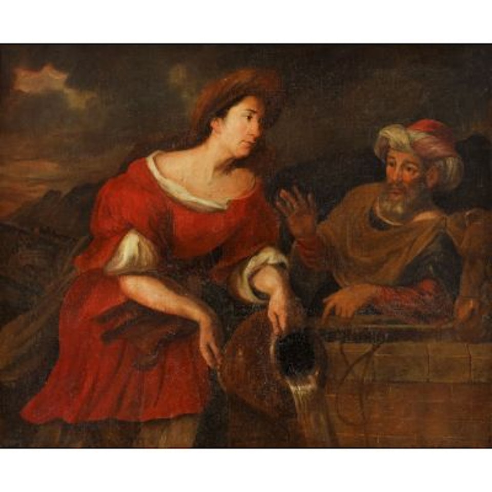 The meeting of Rebecca and Abraham"s servant at the well of Nahor by Paolo Veronese