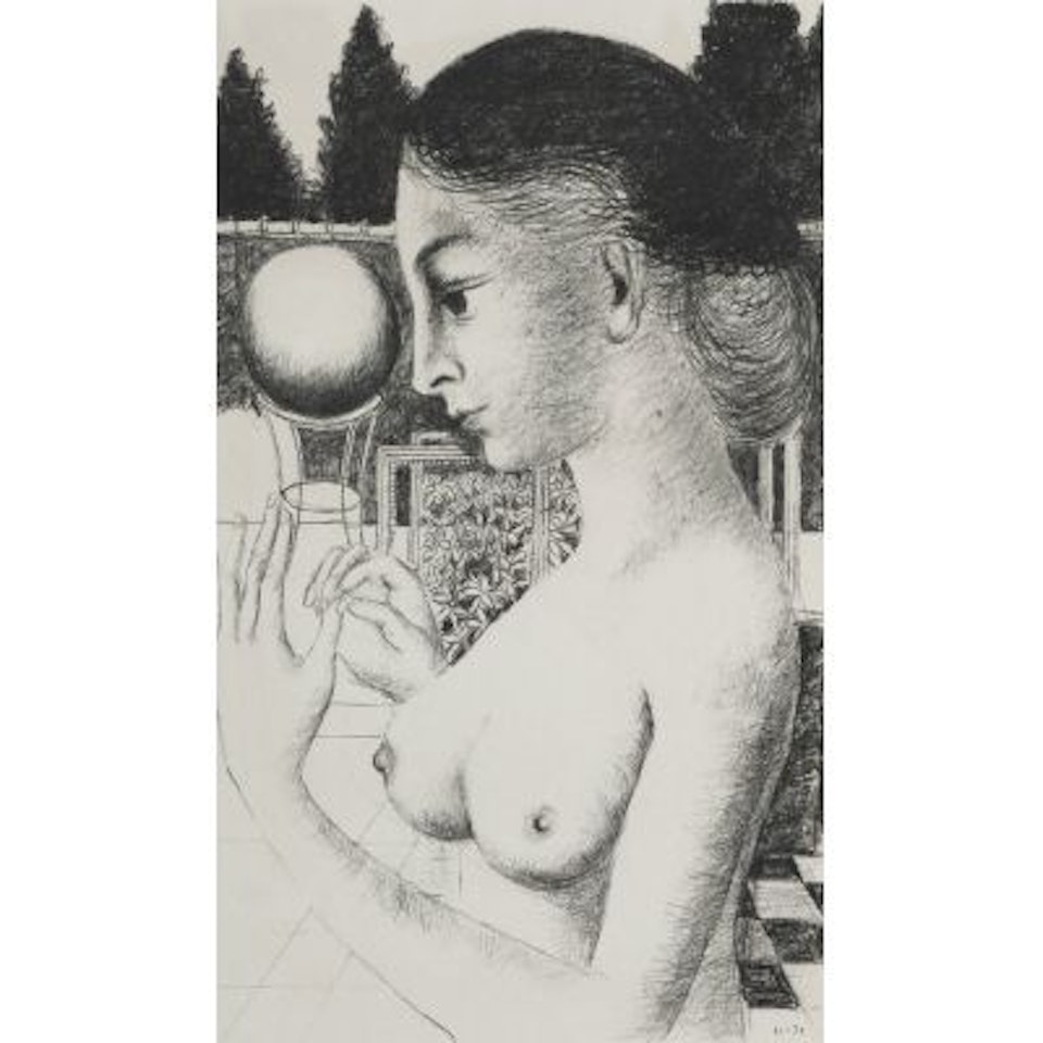 "Femme à la boule" by Paul Delvaux
