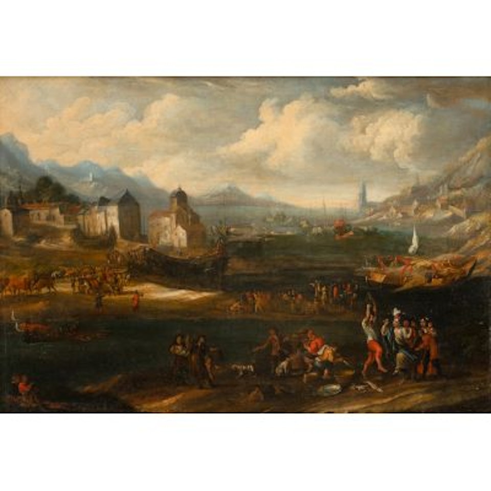 Southern harbour scene. by Claude Joseph Vernet