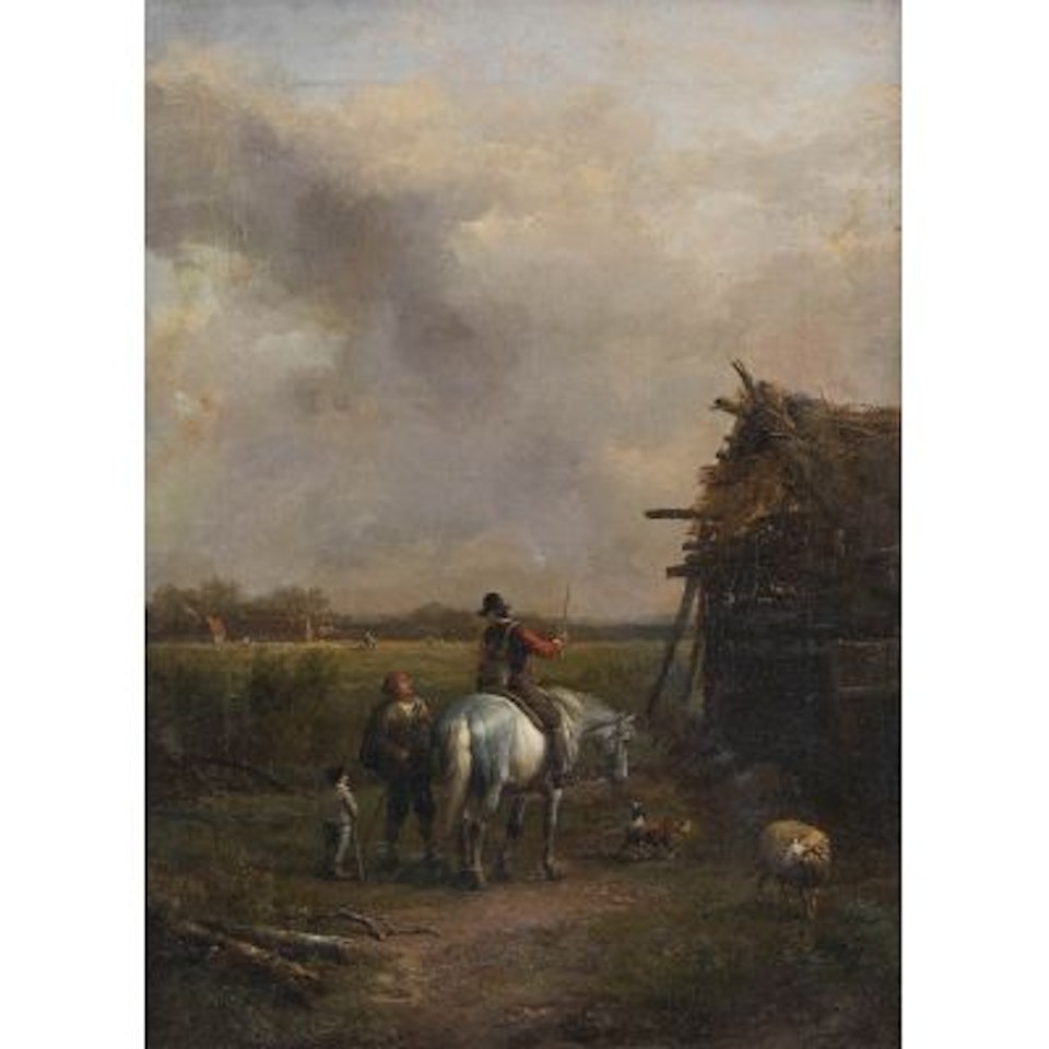 A horseman at the barn by Eugène Joseph Verboeckhoven