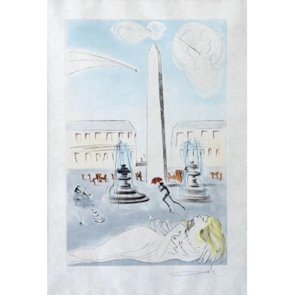 "Gala and the obelisque of the Place de la Concorde" by Salvador Dali
