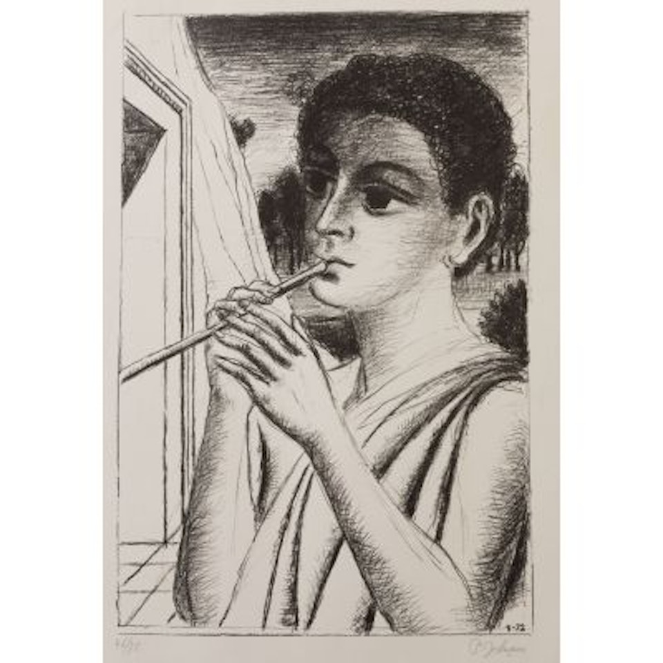 "Le joueur de flûte" by Paul Delvaux