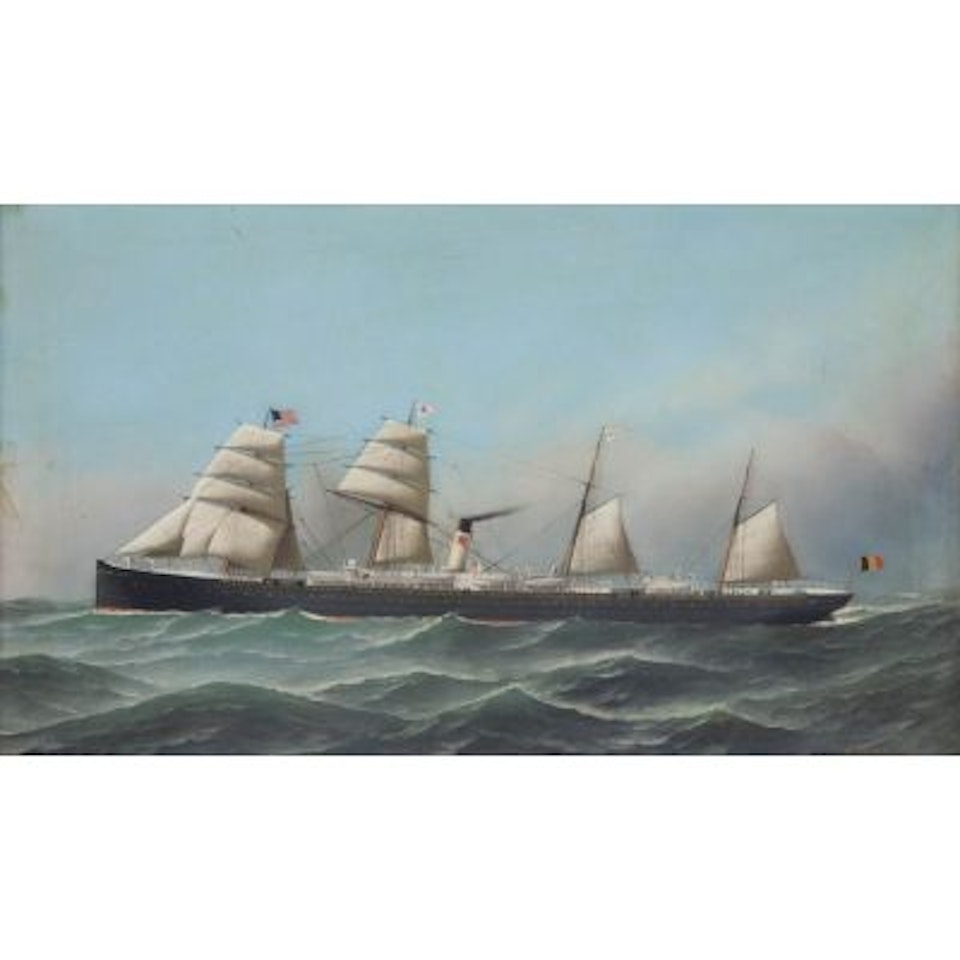 The fourmaster "Belgenland" at sea by Antonio Jacobsen