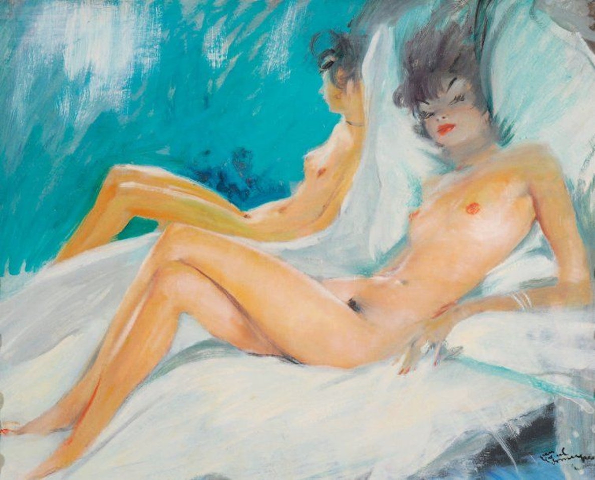Nude in mirror by Jean Gabriel Domergue