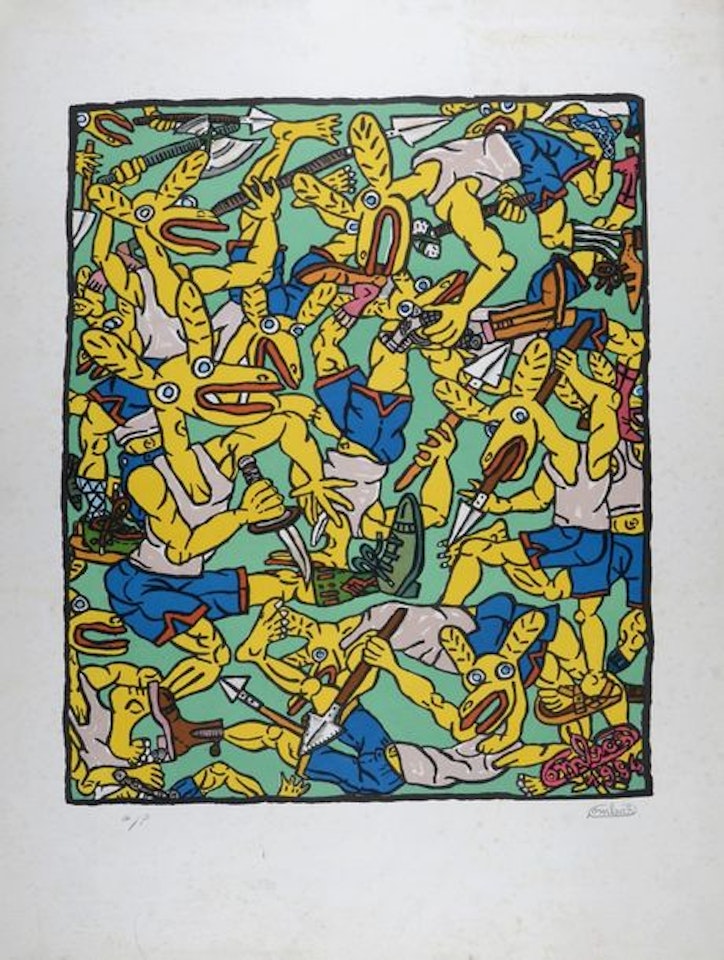 Yellow Rabbits by Robert Combas